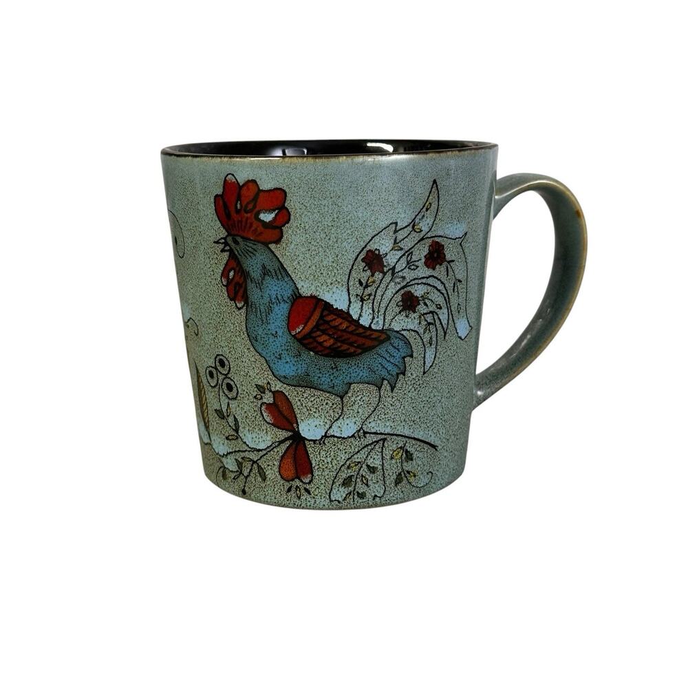 Great Gatherings RARE GREEN Vintage Farmhouse Rooster Coffee Mug Motif 16oz